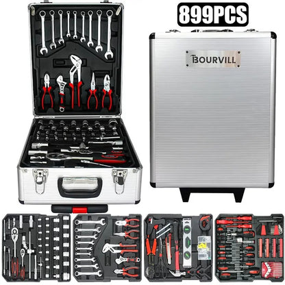 899-Piece Tool Set with Rolling Tool Case, Mobile Tool Cabinet & Aluminum Storage Unit
