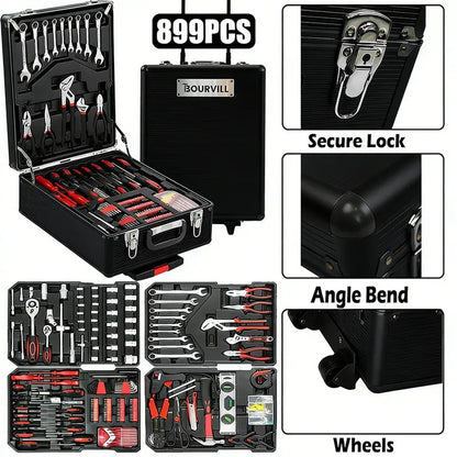 899-Piece Tool Set with Rolling Tool Case, Mobile Tool Cabinet & Aluminum Storage Unit