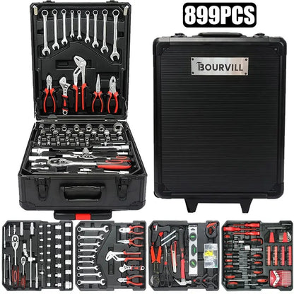 899-Piece Tool Set with Rolling Tool Case, Mobile Tool Cabinet & Aluminum Storage Unit